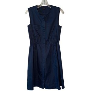 THEORY Navy Blue Sleeveless Button-Up Fit-N-Flare Mini-Length Dress Size 4